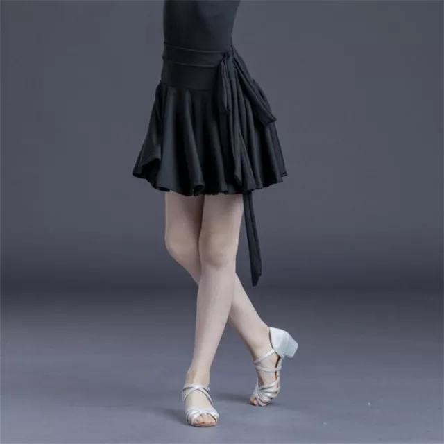 Girls Latin Dance Skirt Ruffle Ruched Ballroom Pleated Dancewear Practice Skirt