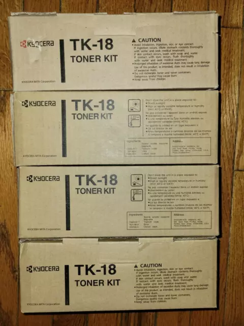 Lot of 4 Kyocera TK-18 Black Standard Toner Cartridge FS-1020D New in Box