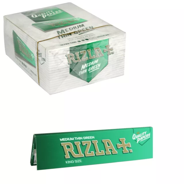 10 x RIZLA GREEN KING SIZE MEDIUM THIN CIGARETTE SMOKING ROLLING PAPER RIZLA