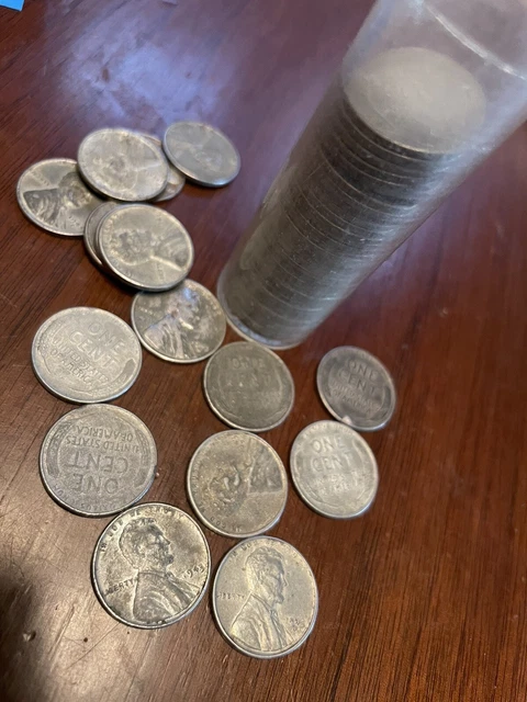 1943 Steel War Time Lincoln Wheat Penny circulated Roll #50