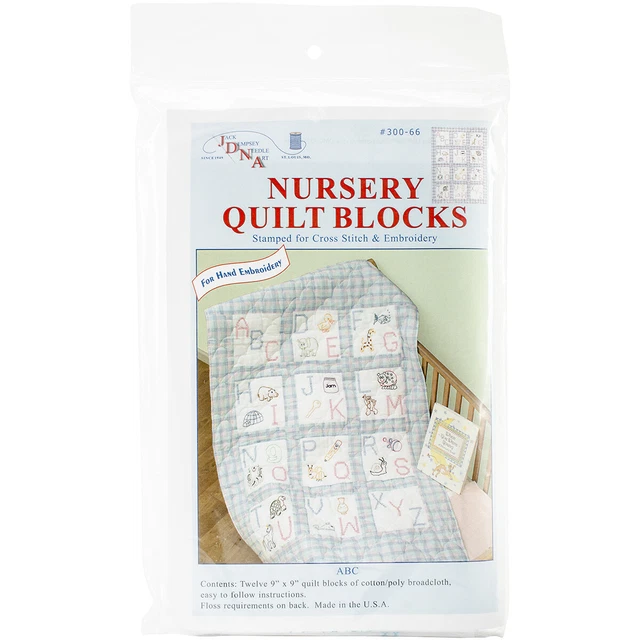 Jack Dempsey gestempelt weiß Kinderzimmer Quilt Blöcke 9""x9"" 12/pkg-ABC -300 66