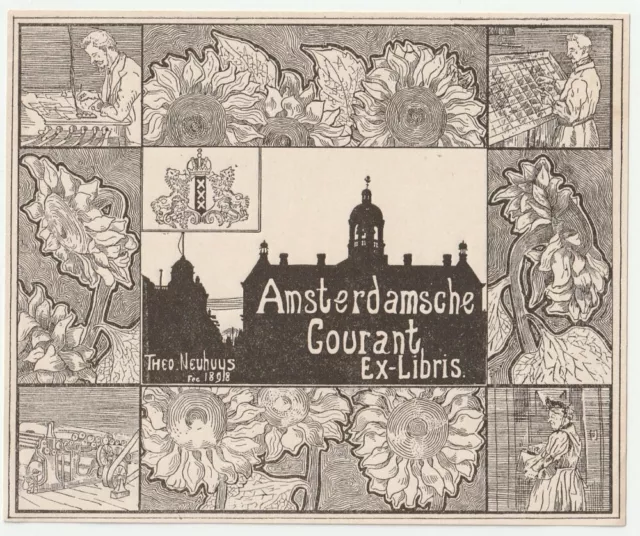 THEO. NEUHUYS: Exlibris Amsterdamsche Courant, 1898