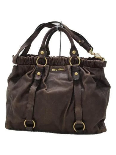 MIU MIU Shoulder Bag Leather BRW VITELLO LUX