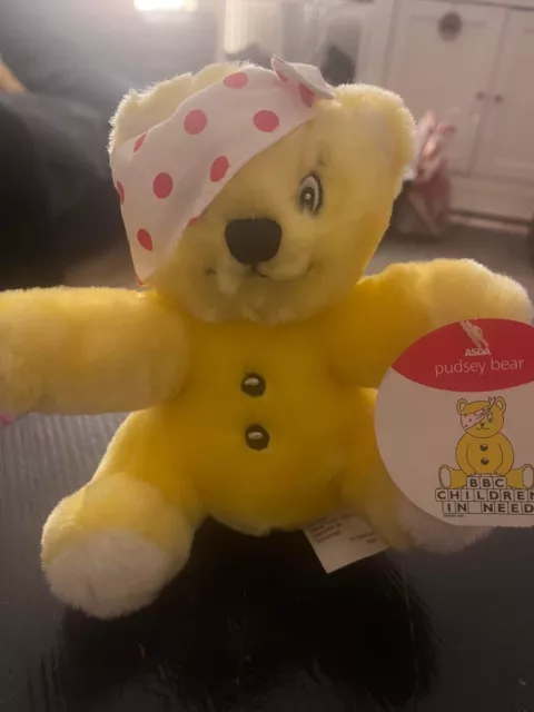 Pudsey Bear Soft Toy Plush Cuddly Teddy Vintage Original Children in Need tag