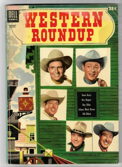 WESTERN ROUNDUP #9 1955, Dell Giant, Gene Autry, Roy Rogers 6.0 FN