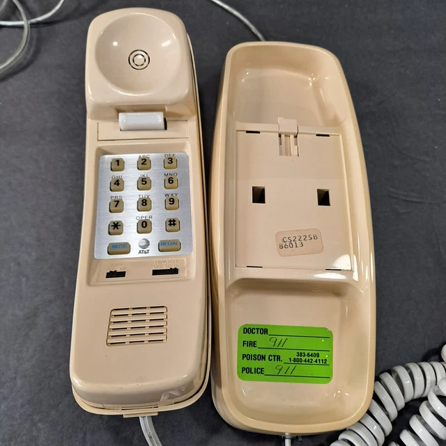 VINTAGE TRIMLINE PUSH Button Corded Wall Desk Phone AT&T in beige