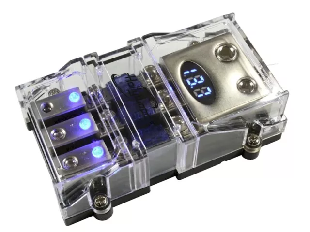 3 Fach Mini ANL Sicherungshalter, Sicherungsverteiler mit blauer Spannungsanzeig