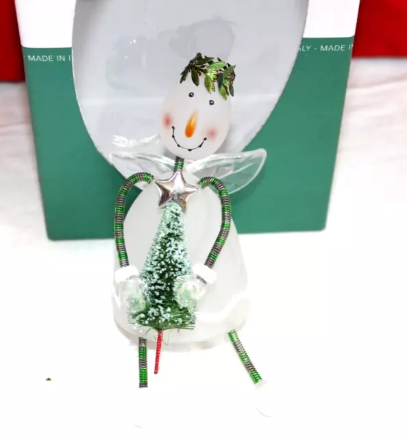Soffieria De Carlini Snowman Angel Blown Glass Christmas Ornament tags box