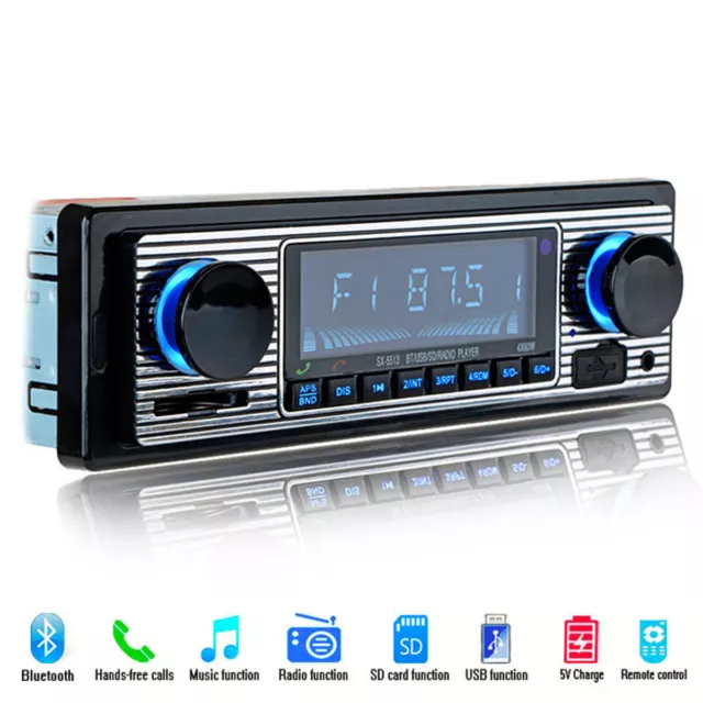 Bluetooth Car Stereo Audio In-Dash FM Aux Input Receiver SD USB MP3 Radio Player