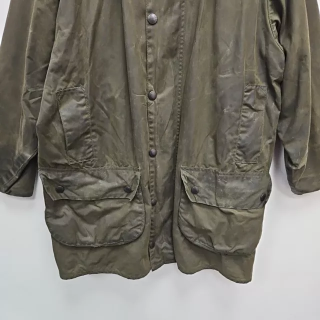 Barbour Vintage Green Olive Gamefair Wax Tartan Country Coat Jacket Size C 40 3