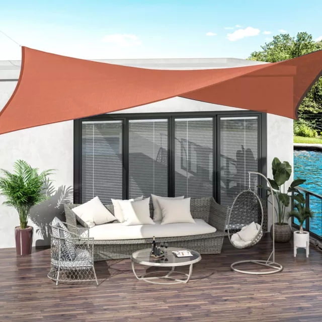 13x20ft Sun Sail Shade Garden Canopy Cover Rectangle UV Protector Rust Red