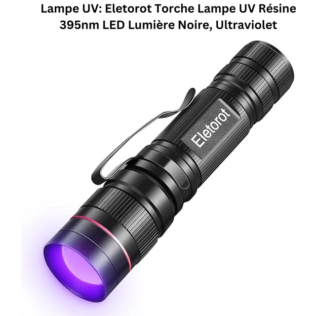 Lampe Torche UV 365nm, 20W Rechargeable Lampe Ultraviolet Lumiere Noire Détecteur D'urine Pour