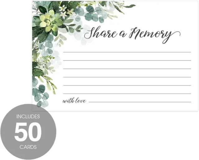 Lush Greenery Share a Memory Card Pack / 50 Beautiful Memorial Event Floral Note 3