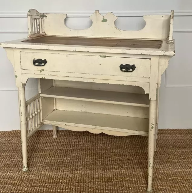 Rustic Antique Chippy Painted French Desk With Shelves