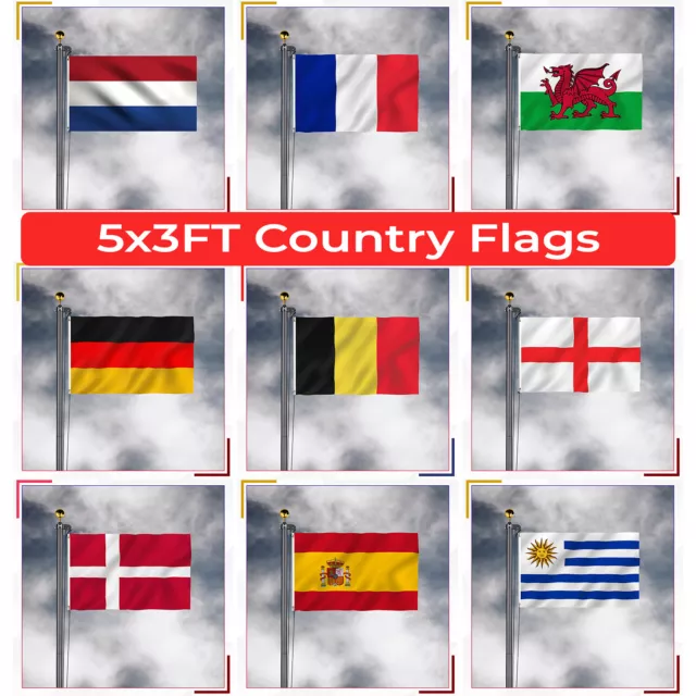 5ft x 3ft Polyester Flags National Flag Football Sports World Cup Flag Banners