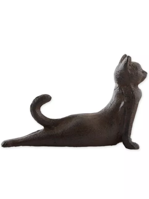 Cast Iron Door Stop Collection Heavy & Decorative Stopper, 6.25X2X4", Yoga Cat