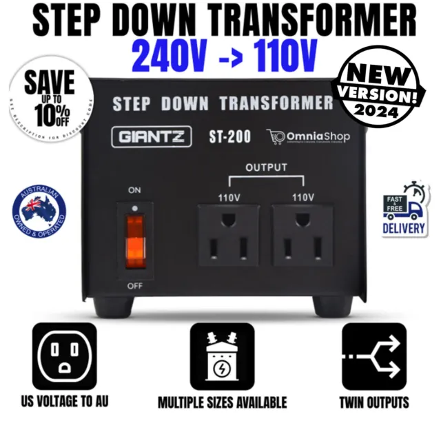 Giantz 200W-1000W 240V TO 110V Step Down Stepdown Transformer Voltage Converter