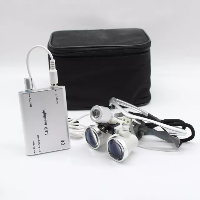 Dental Surgical Binocular Loupe 3.5X 420mm + Portable LED Head Light Lamp New🔥