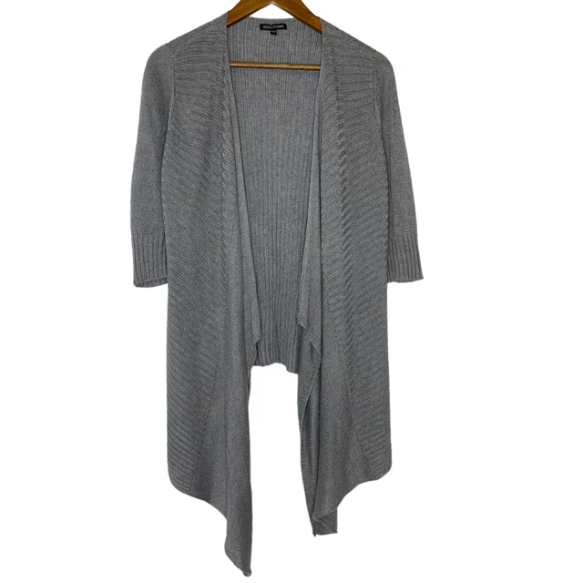 Eileen Fisher Linen Silk Grey Open Front Cardigan Sweater Size XS Women’s
