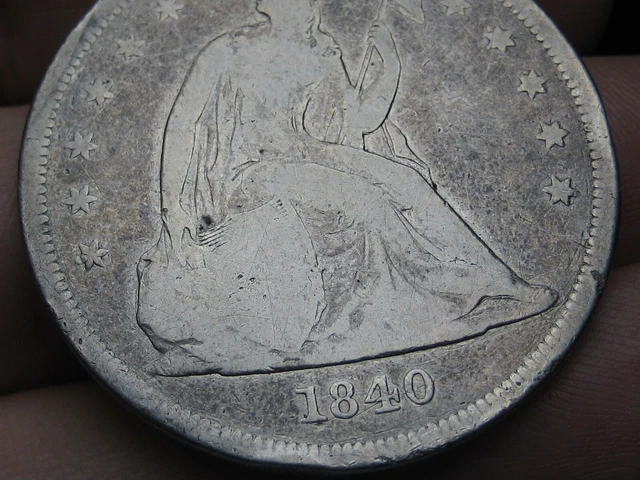 1840 Seated Liberty Silver Dollar- VG Details