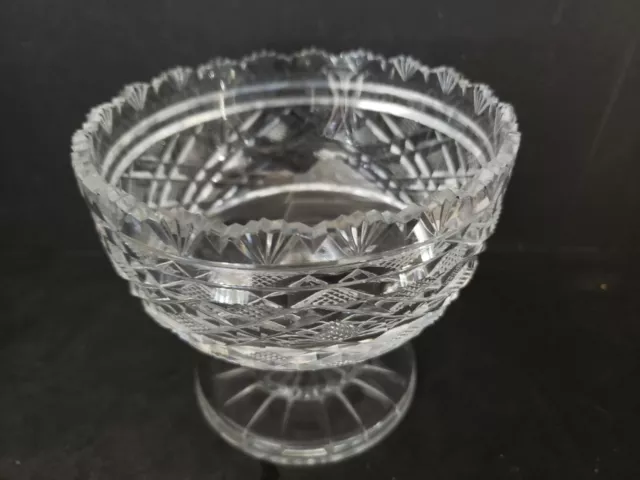 WATERFORD Crystal Georgian MASTER CUTTER Footed Candy Nut Bowl 4.5" d 4"h AS IS