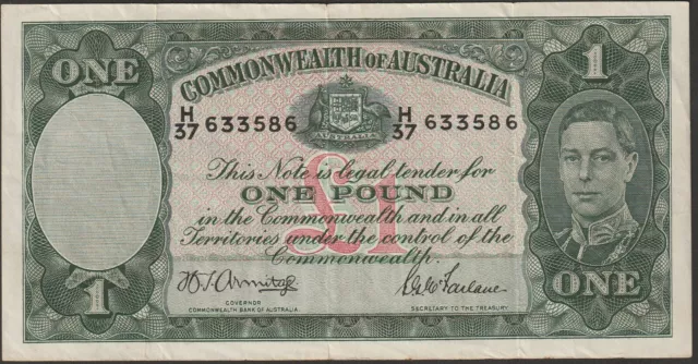 Australia 1 Pound Banknote 1942 Choice Very Fine-35 Pic#26-B-86"Free US Ship"