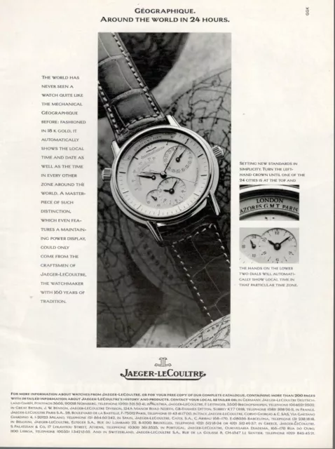 Armbanduhr Jaeger-Lecoultre Geographique Werbung 1 Seite 1994 Original 9L