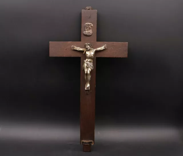 Antikes Kruzifix aus Holz - INRI Jesus am Kreuz / Jesus Christus #W