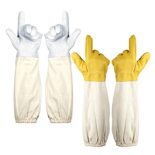 2 Pairs Beekeeping Gloves- Thick Goatskin Leather Beekeeper's Gloves with Ven...