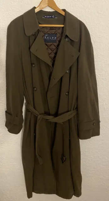 Ralph Lauren Polo Overcoat Trench Coat Mens Dress Jacket Removable Liner Sz 46 L