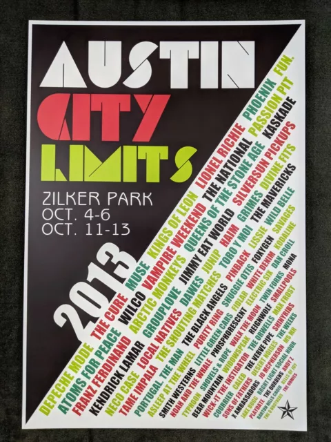 2013 Austin City Limits ACL Music Festival Poster Texas Concert 13x19 Print ATX