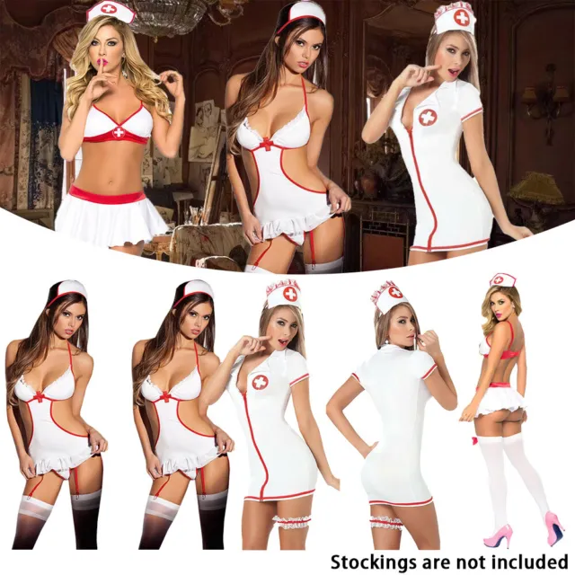 Frauen Sexy Krankenschwester Maid Cosplay Dessous Erotik Babydoll Reizwäsche Set