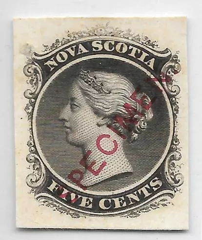 1860 Canada Nova Scotia 5 cent P VF NG LH S-7p2 Proof on Card