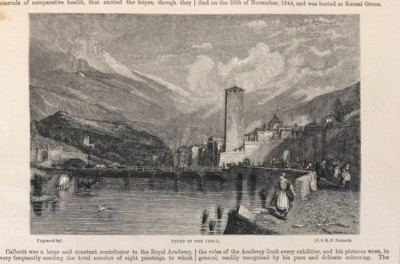 TRENT in The Tyrol  Trento Alto Adige xilografia tratta da  The  art journal 