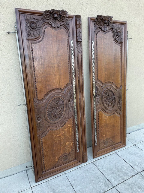 Antique French Carved Armoire Doors Architectural Salvage Design Reclaimed 2