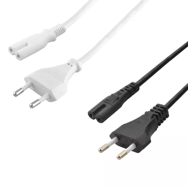 Netzkabel Stromkabel Kabel Strom Stecker auf C7 CEE 7/16 mit 2x Buchse Löcher