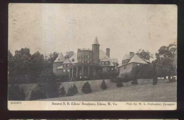 Postcard West Virginia/WV  Senator S.B. Elkins Family Mansion House/Home 1907