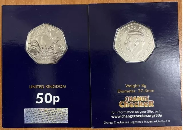 England / Great Britain - 50 Pence 2024 UNC Stegosaurus in folder Lemberg-Zp