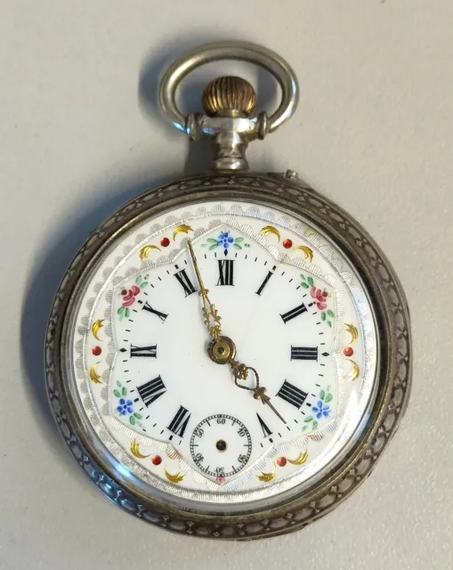 ANTICO OROLOGIO TASCA ARGENTO 800 epoca 900 TASCHINO Old Pocket Watch MECCANICO