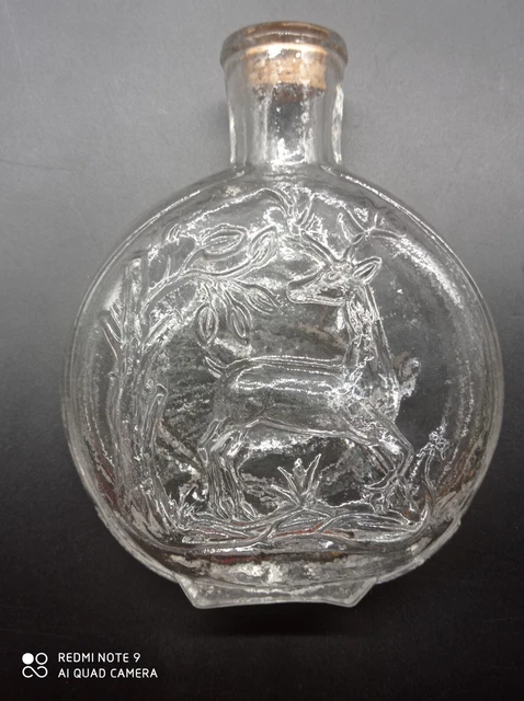 Gourde Ancienne En Verre Et Cuir - Vintage 1940-1960 - Fabrication Française