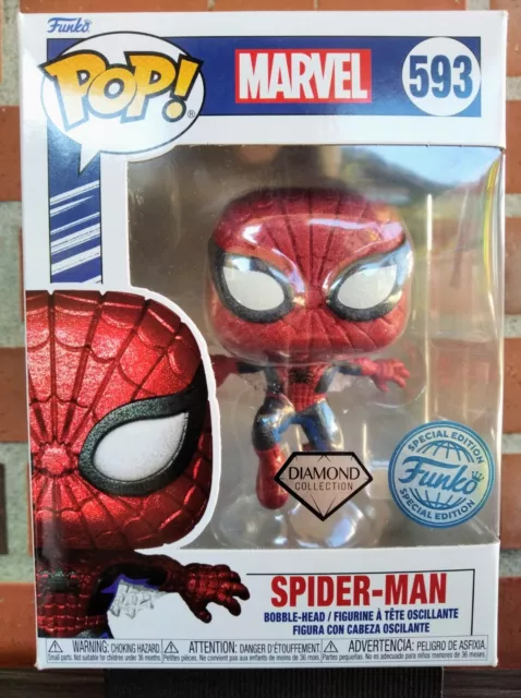 Funko Pop! Marvel 593: Spider-Man Figurine Diamond Collection - Spécial Edition