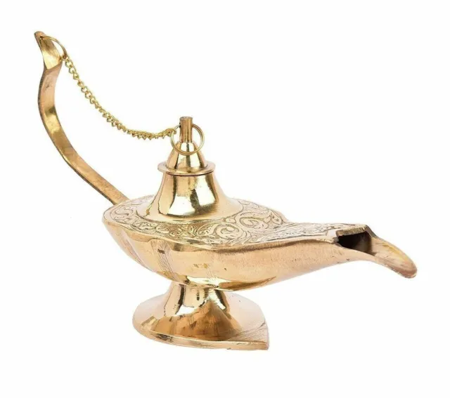 Preciosa lámpara de aceite Aladdin Genie de latón de 8 pulgadas, regalo de...