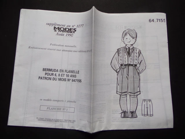 Patron De Couture MODES ET TRAVAUX Septembre 1990 - Veste Pour Femme, Modèle Adulte Référence 567200
