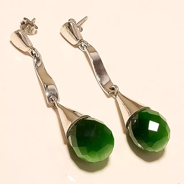 Natural Algeria Green Onyx Agate Earrings 925 Sterling Silver Christmas Jewelry