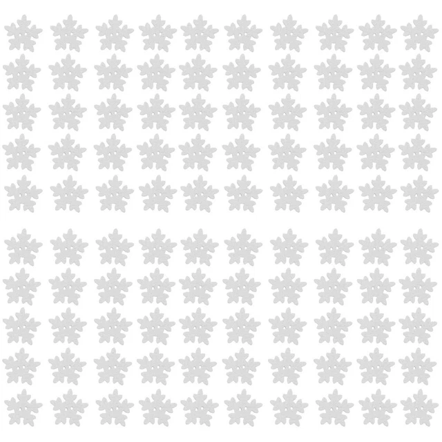 200 PCS Holiday Holiday Collection en bois boutons Snowflakes Embellissements