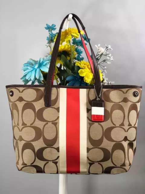BRAND NEW : COACH BAG Outlined Signature Tote Shoulder , in Khaki Brown  #36185