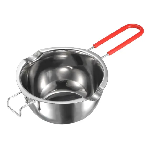 Double Chaudière 600ml Inox Acier avec Rouge Résistante Poignée pour Fabrication