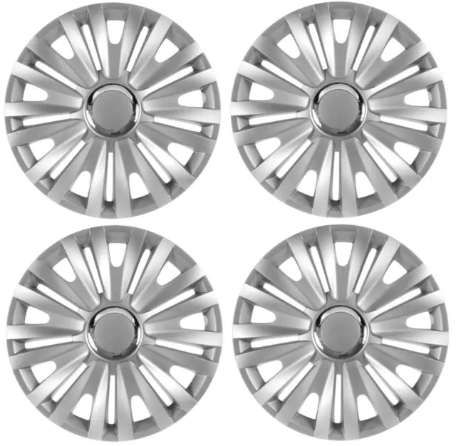 Wheel Trims 16" Inch Hub Caps Plastic Covers Full Set of 4 Silver Fit R16 TYRES
