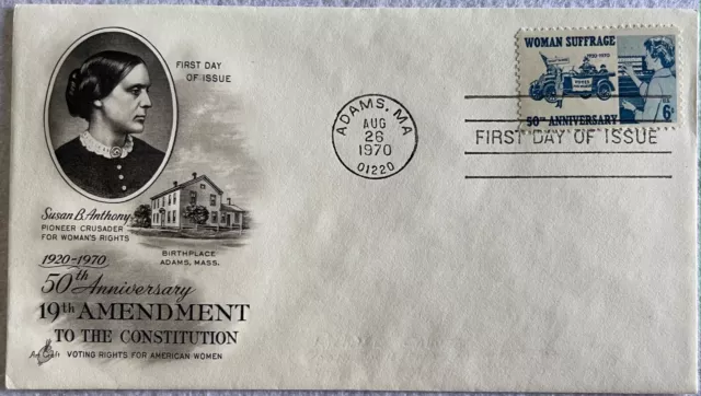 1970, 19th Amendment, 50th Anniversary, First Day Cover (FDC), 6 Cent Stamp