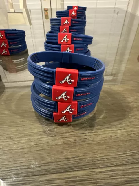 Atlanta Braves Phiten MLB Authentic Titanium Bracelets Size Large. Acuna Olson